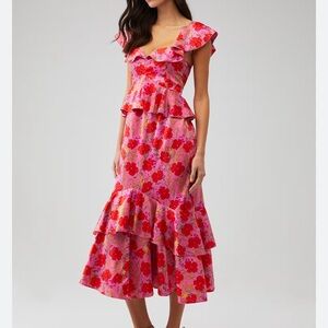 Show Me Your MuMu Pink Floral Midi Dress